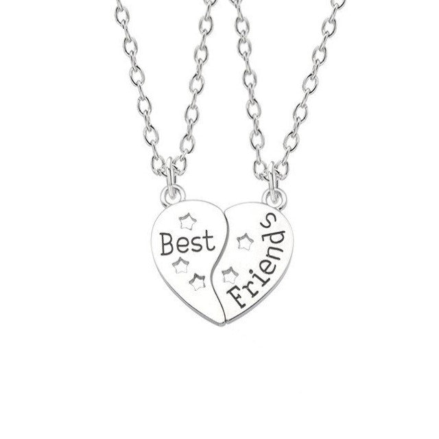 Vriendschapsketting zussen halsketting set hanger hart vorm verdeeld in drie stuks kleur zilver met gravure Best Friend Forever mooi cadeau voor vrienden Vriendschapsketting zussen halsketting set hanger hart vorm verdeeld in drie stuks kleur zilver met gravure Best Friend Forever mooi cadeau voor vrienden